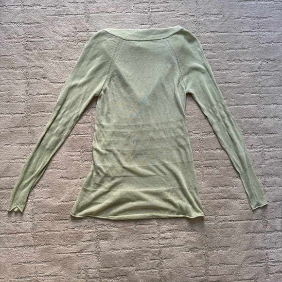 ✨ Anthropologie Moth Sage Green Linen Blend Striped Light Sweater - Picture 6 of 7